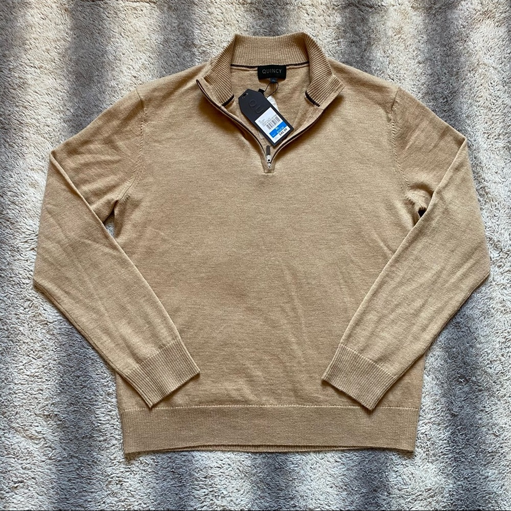 NWT Quincy Pullover Sweater Mens XL Light Brown Tan